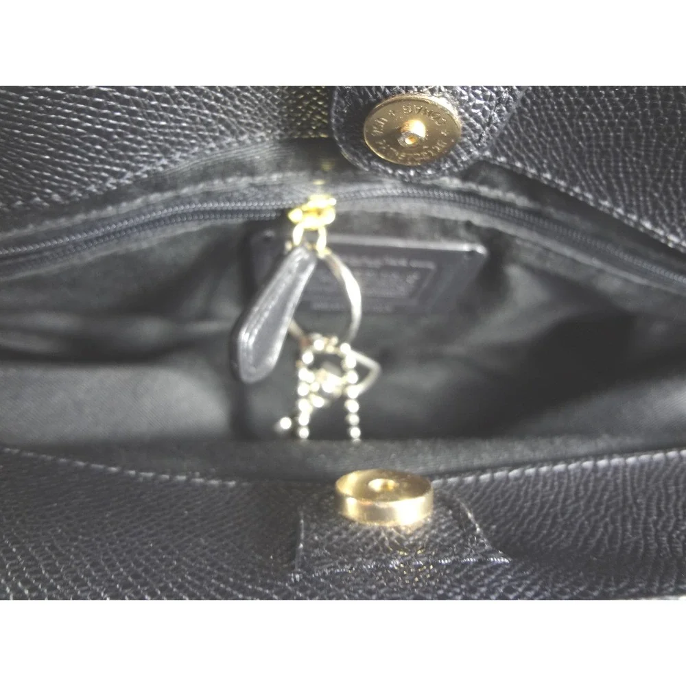 COACH Mini Lillie Carryall Handbag Crossbody Satchel Black Crossgrain‎ Leather